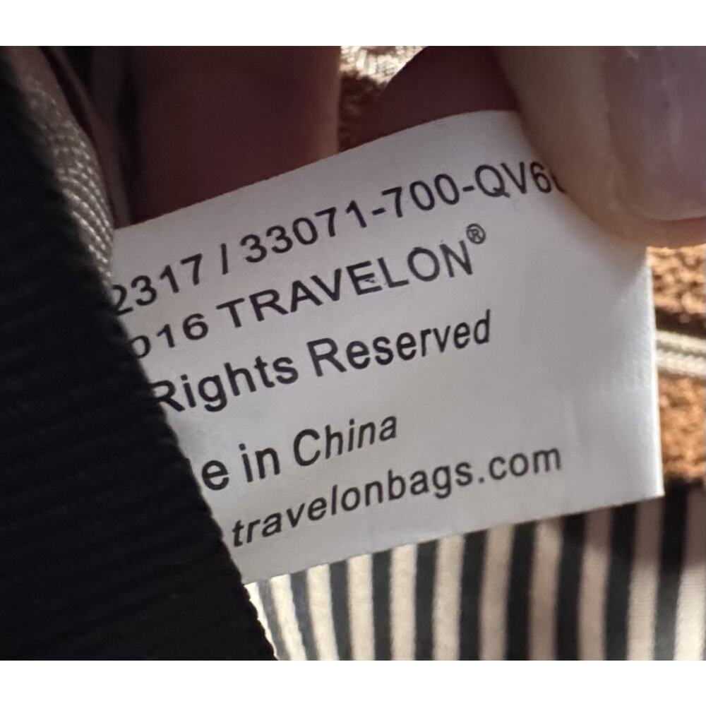 TRAVELON Brown Canvas & Tan Suede Crossbody Shoulder Bag Pockets - Picture 9 of 12